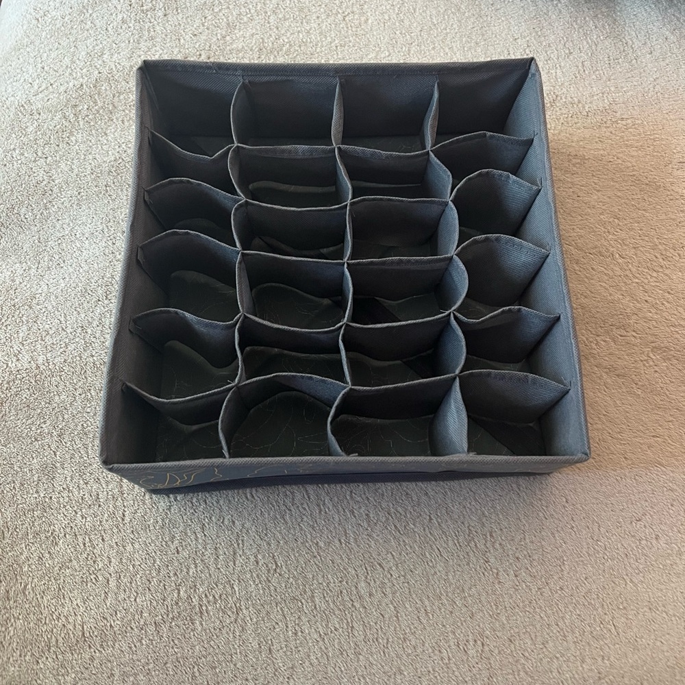 Floral Gray and Gold Fabric Drawer Organizer